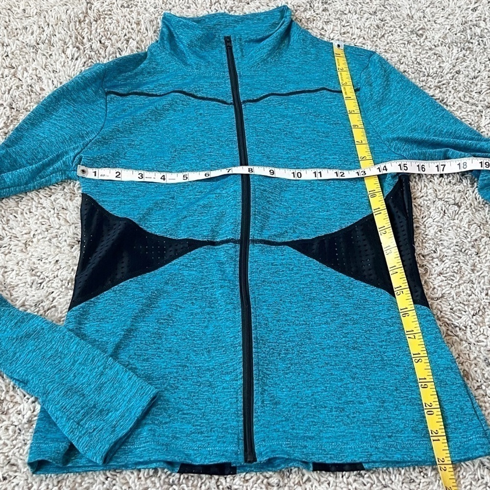 NEW SHEIN Full Zip Lightweight Athletic Jacket Teal Blue Black Medium Stretchy - Picture 4 of 6